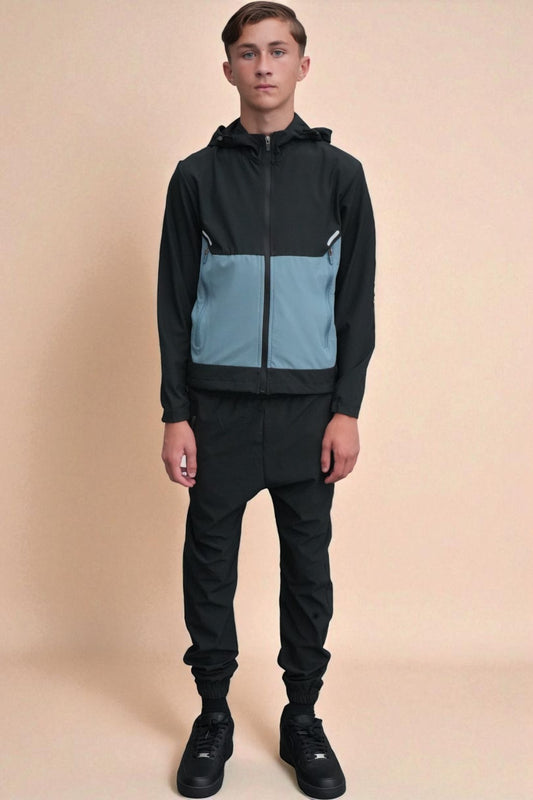 Owen Elite Tracksuit in Black and Blue