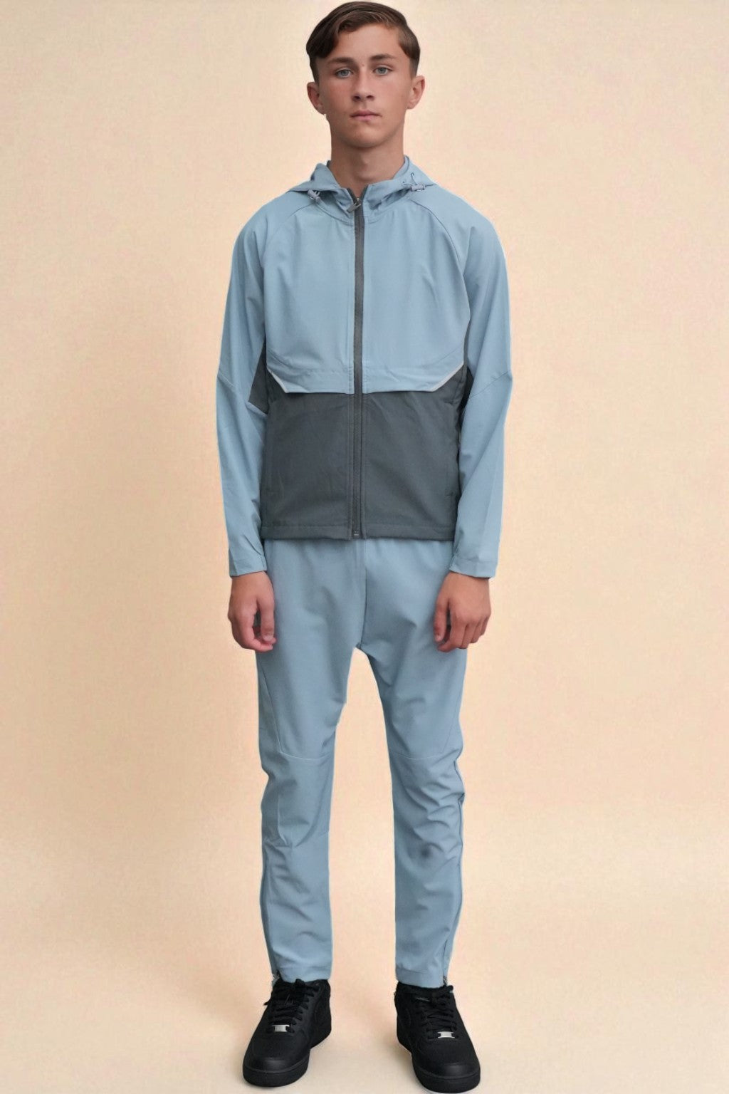 Noah Nylon Premium Tracksuit Blue and Dark grey