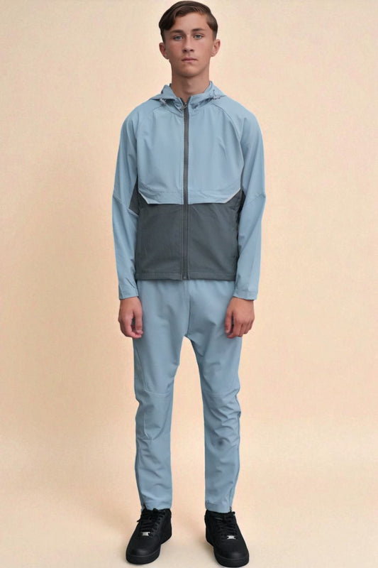 Noah Nylon Premium Tracksuit Blue and Dark grey