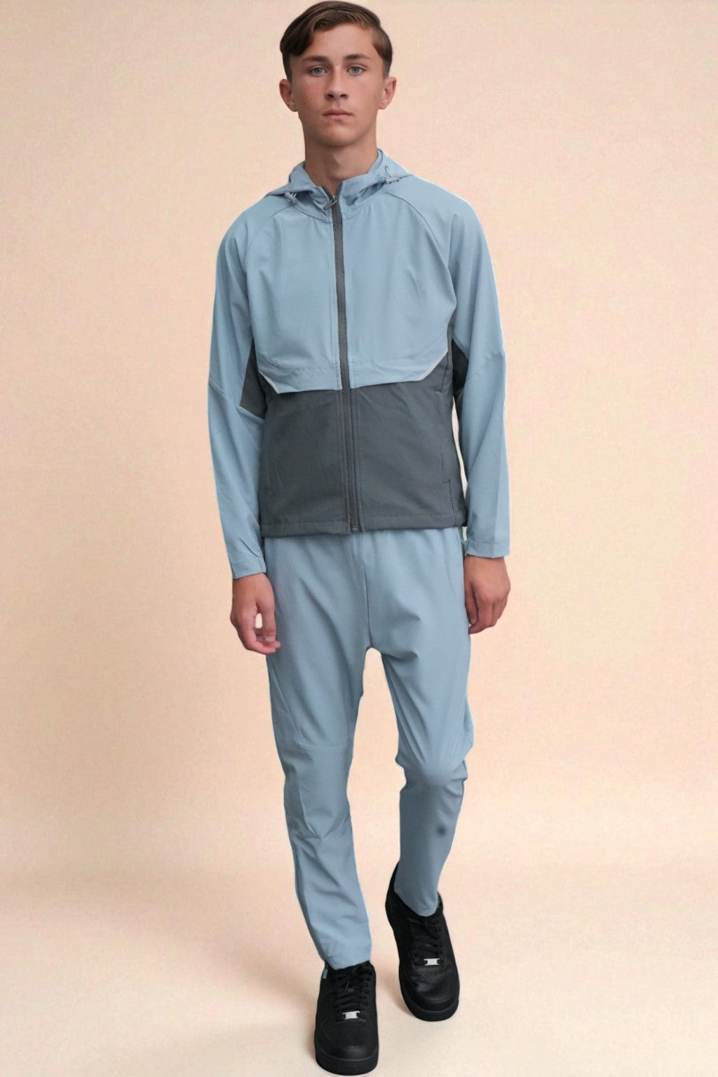 Noah Nylon Premium Tracksuit Blue and Dark grey