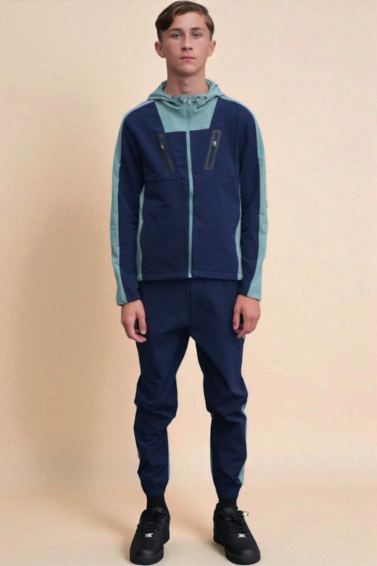 Leo Urban Tracksuit in Light Blue and Navy