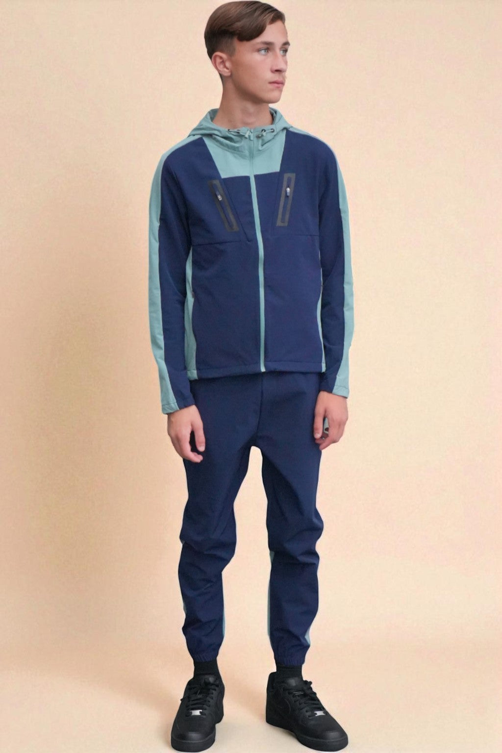 Leo Urban Tracksuit in Light Blue and Navy