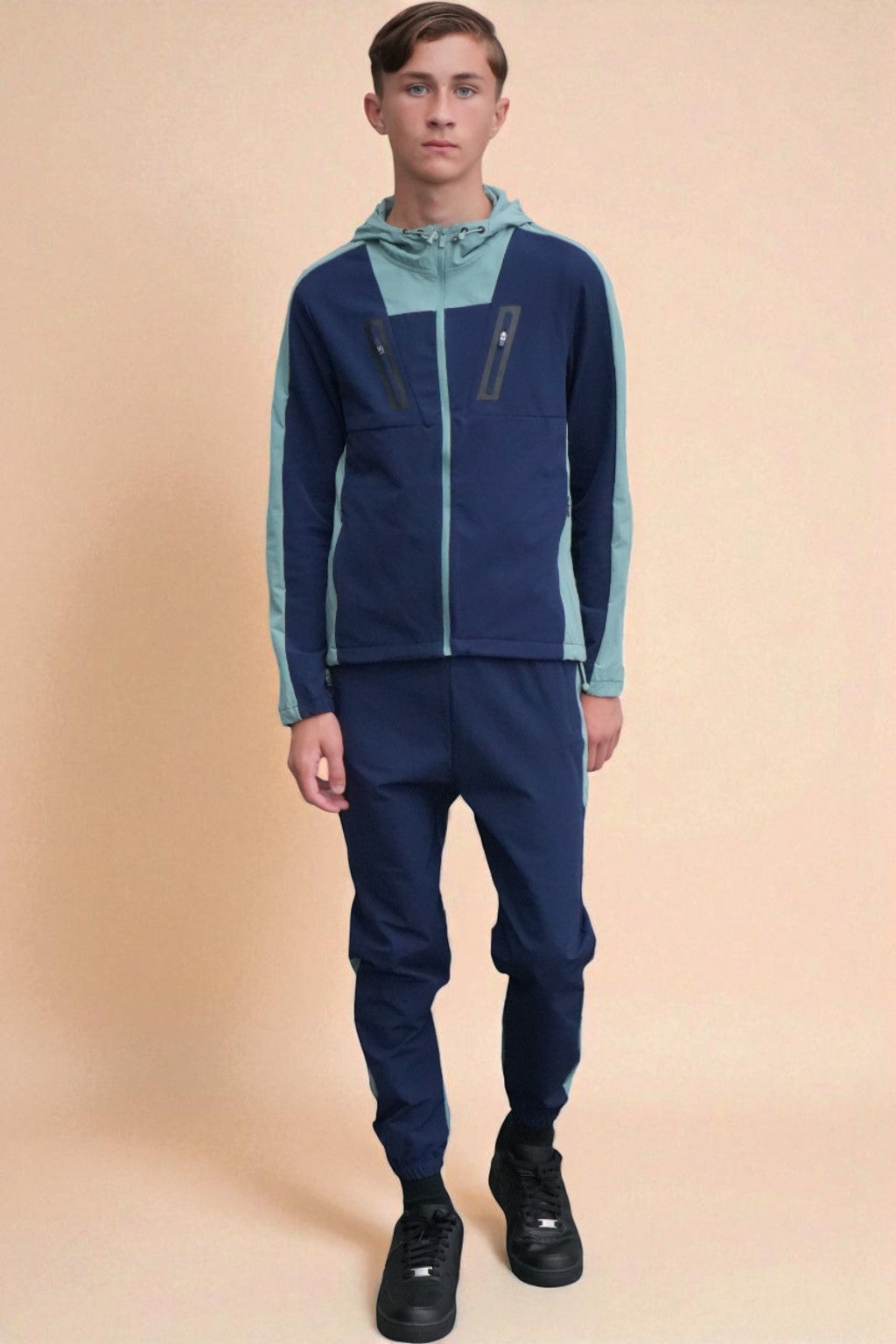 Leo Urban Tracksuit in Light Blue and Navy