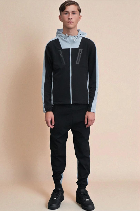Leo Urban Tracksuit in Sky Blue and Black