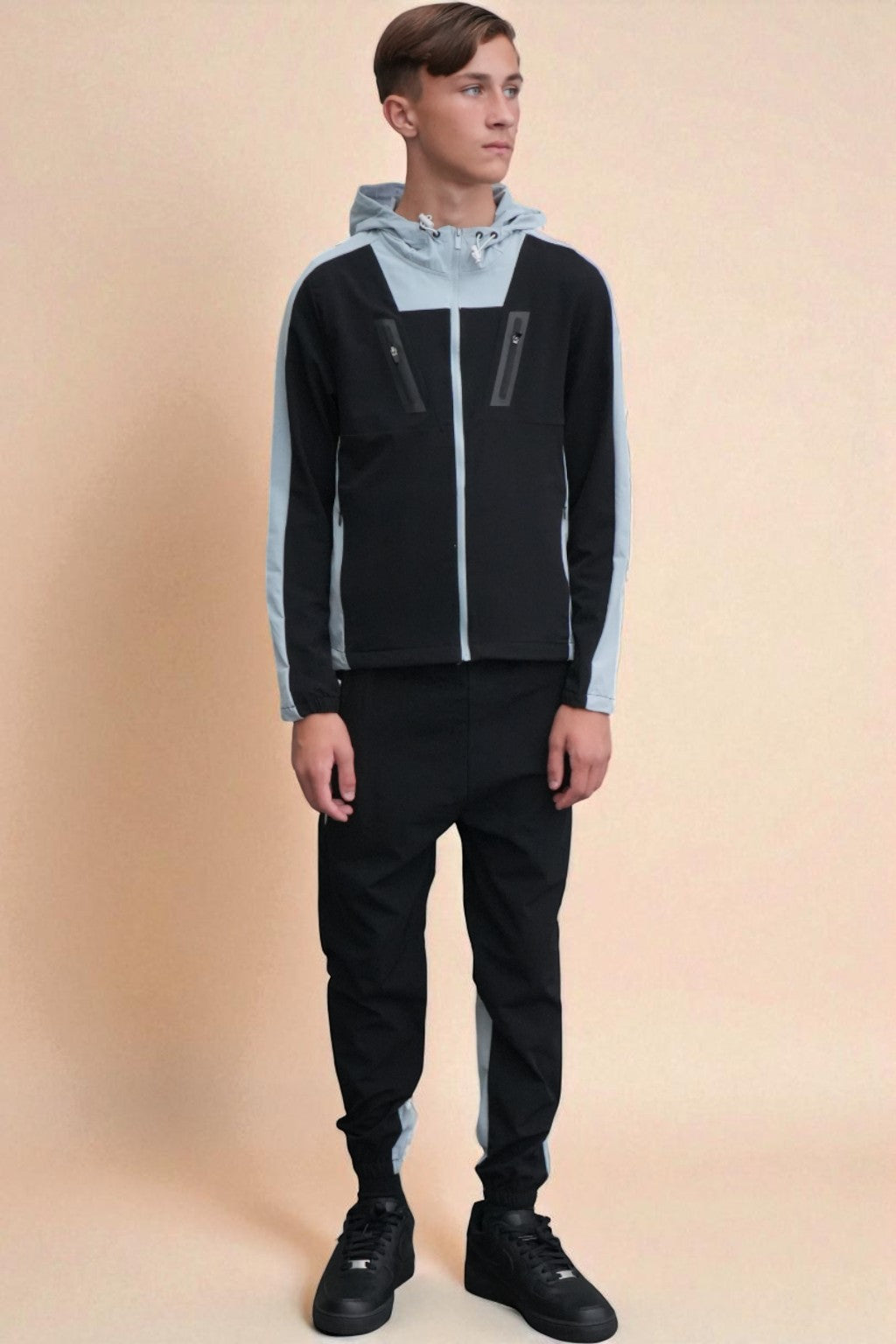 Leo Urban Tracksuit in Sky Blue and Black