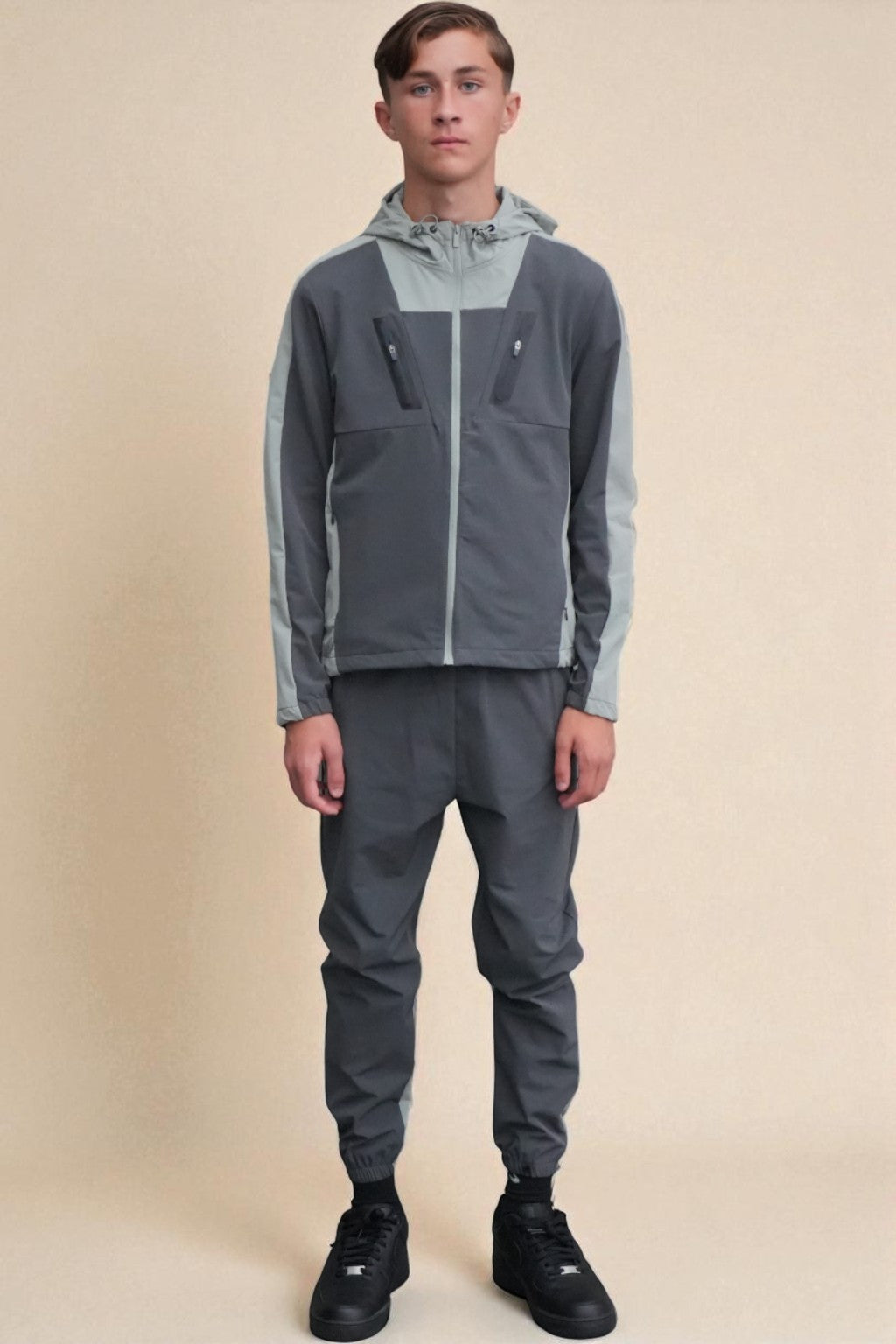 Leo Urban Tracksuit in Light Green and Dark Grey