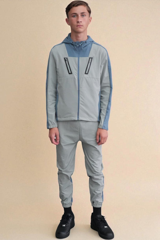 Leo Urban Tracksuit in Denim and Light Green