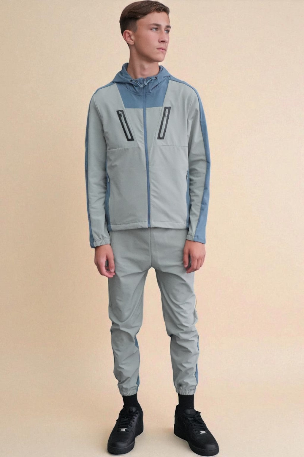 Leo Urban Tracksuit in Denim and Light Green