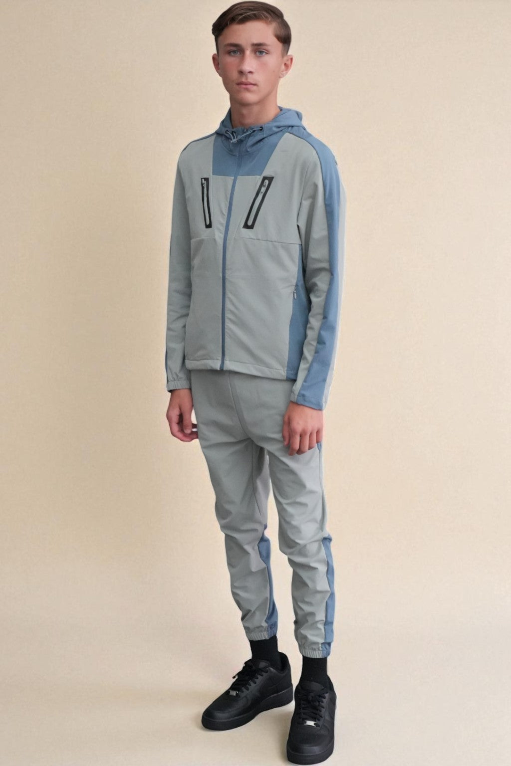 Leo Urban Tracksuit in Denim and Light Green